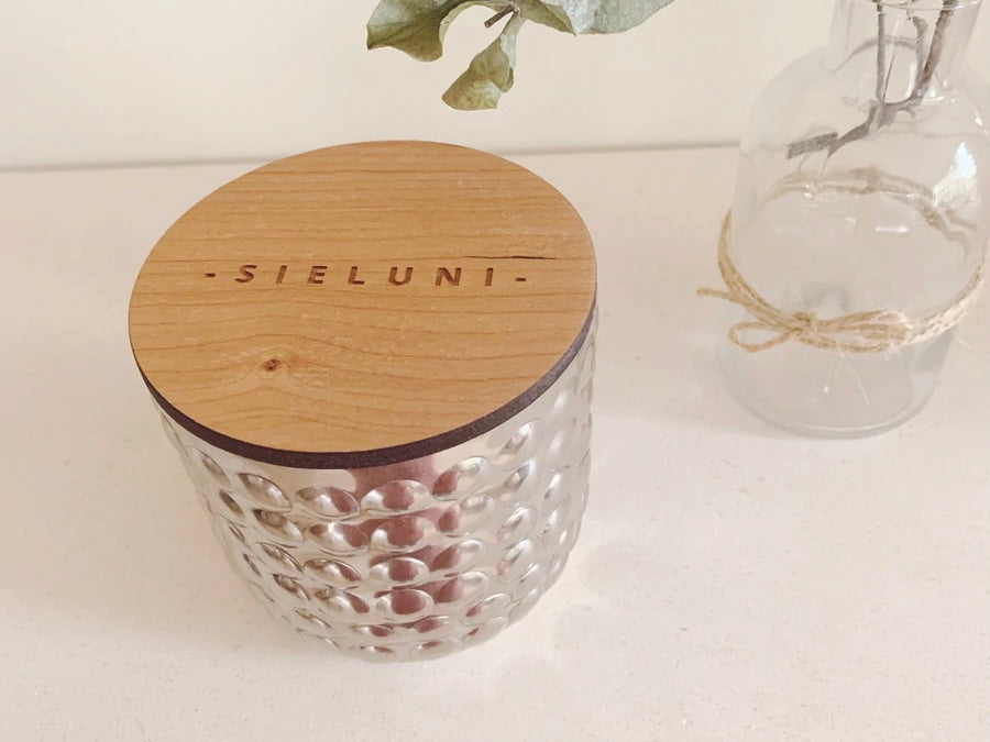 Limited edition chrome Spa - Eucalyptus leaves, spicy bay and clove essential oil candle